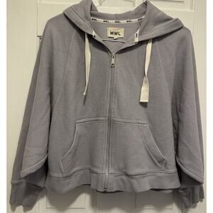 MWL Madewell Textured Waffle Cocoon Hoodie Women M Light Grey Full Zip